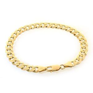 8.2mm 14k Gold Cuban Link Curb Diamond Cut Chain Italy Bracelet